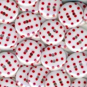Spotty Button - White/Red